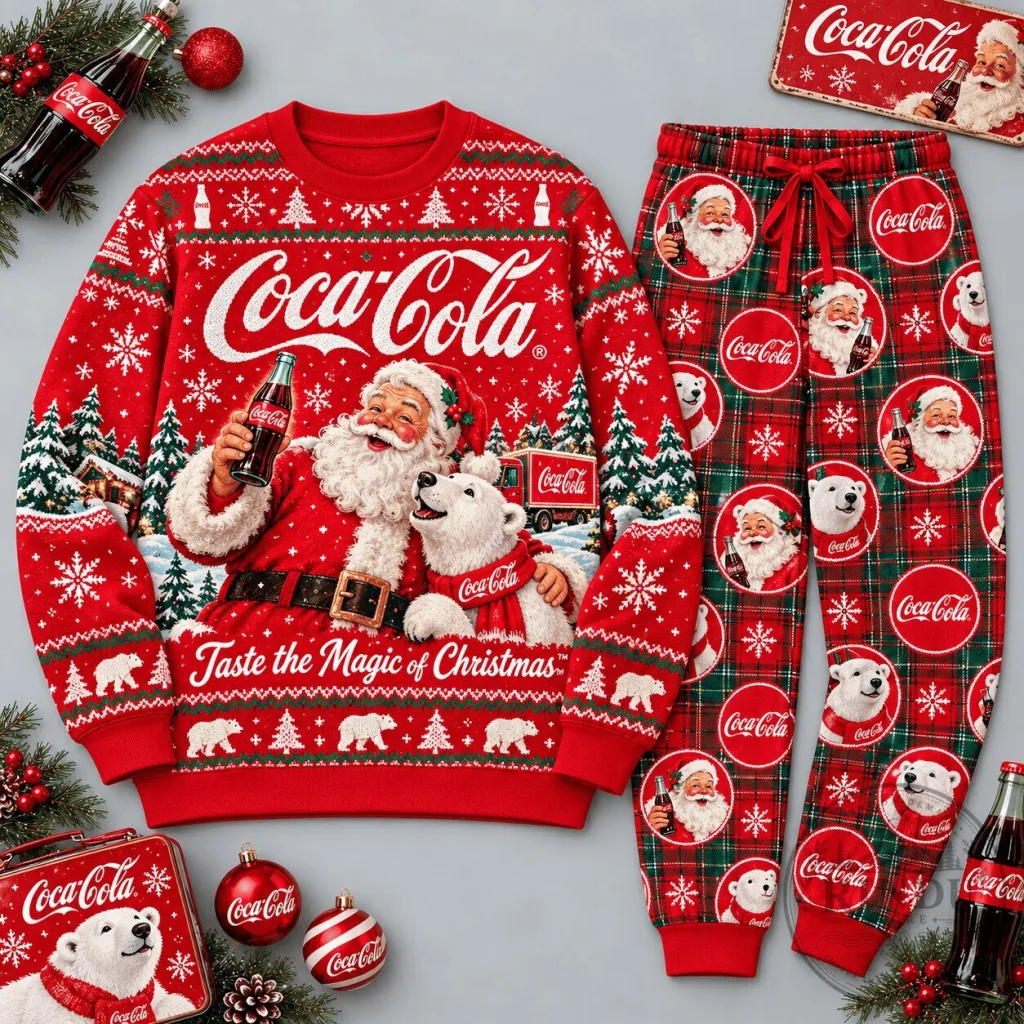 Coca-Cola Santa Claus and Polar Bear Taste The Magic of Christmas Sweatshirt Coca-Cola Santa Claus and Polar Bear Taste The Magic of Christmas Sweatshirt