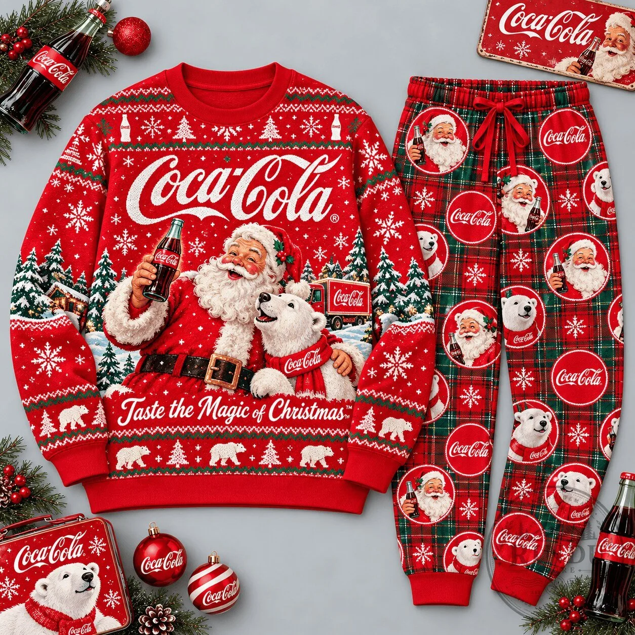 Coca-Cola Santa Claus and Polar Bear Taste The Magic of Christmas Sweatshirt