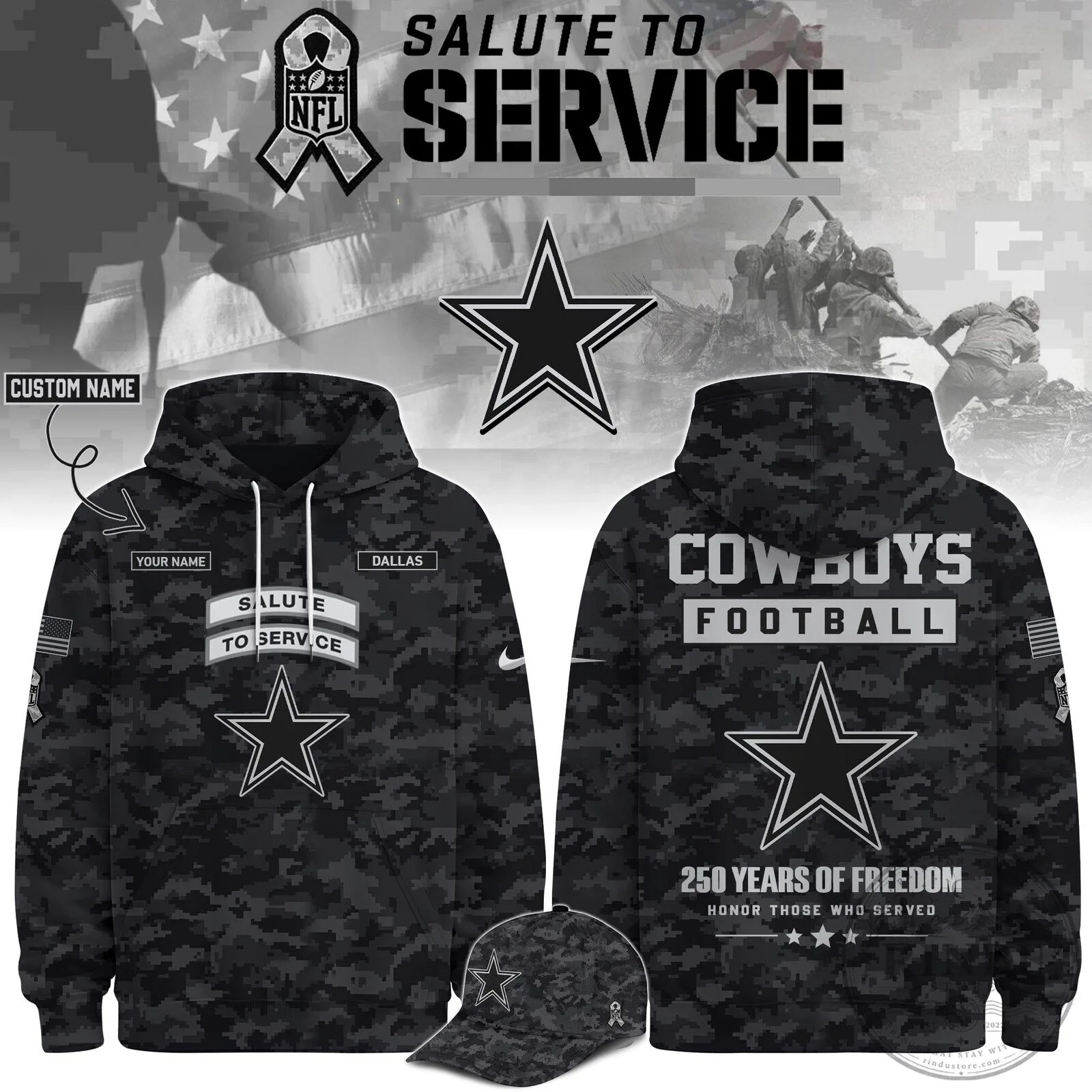 Dallas Cowboys Football Team Salute To Service Military Camouflage Hoodie 2 Dallas Cowboys Football Team Salute To Service Military Camouflage Hoodie