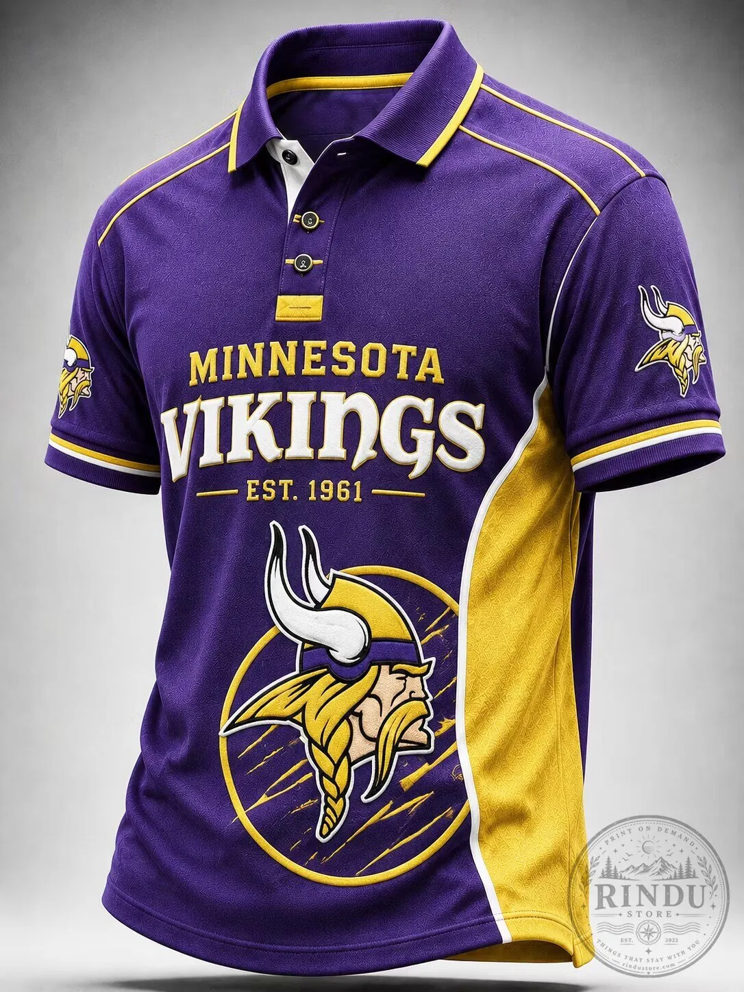 Purple and Gold Polo Shirt for Minnesota Vikings NFL Football Team 2 Purple and Gold Polo Shirt for Minnesota Vikings NFL Football Team