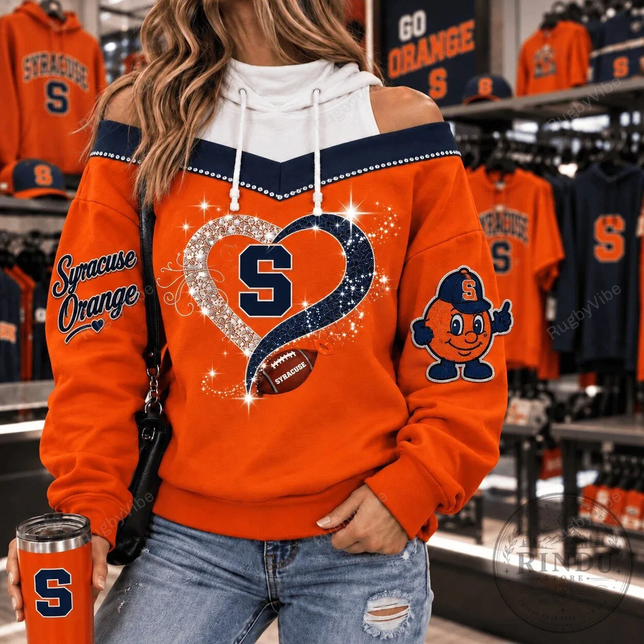 Syracuse Orange Football Team Sparkle Heart Design Off Shoulder Hoodie 5 Syracuse Orange Football Team Sparkle Heart Design Off Shoulder Hoodie