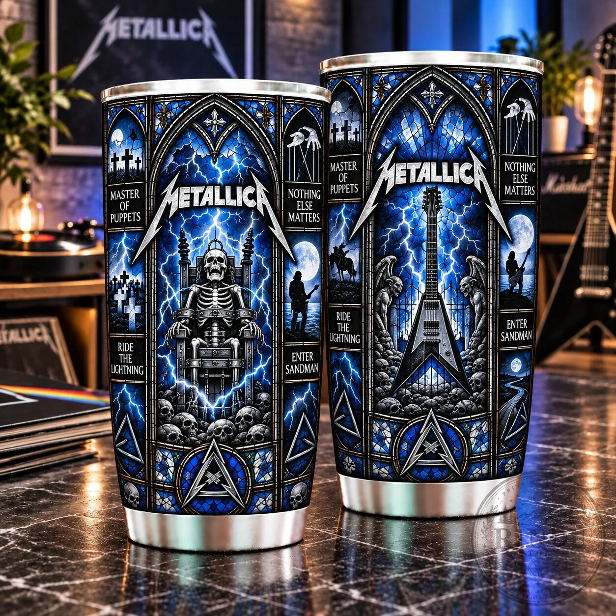 Metallica Master of Puppets Stained Glass Design Insulated Stainless Steel Tumbler