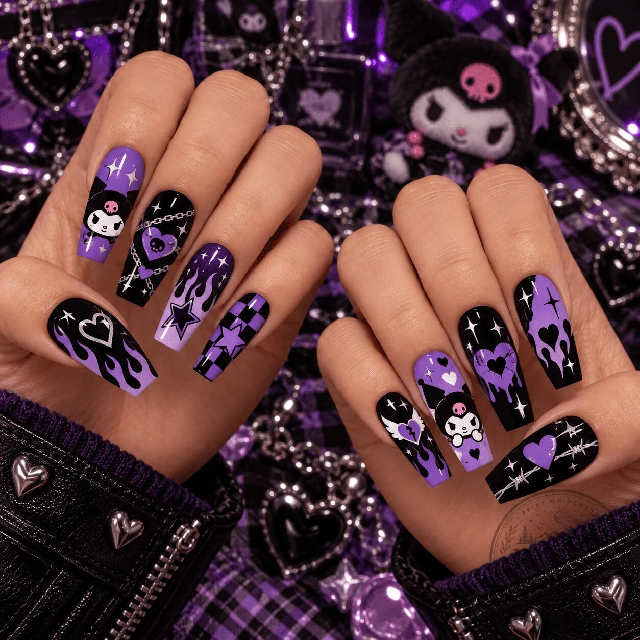 Kuromi Midnight Rebel Gothic Press-On Nails Set