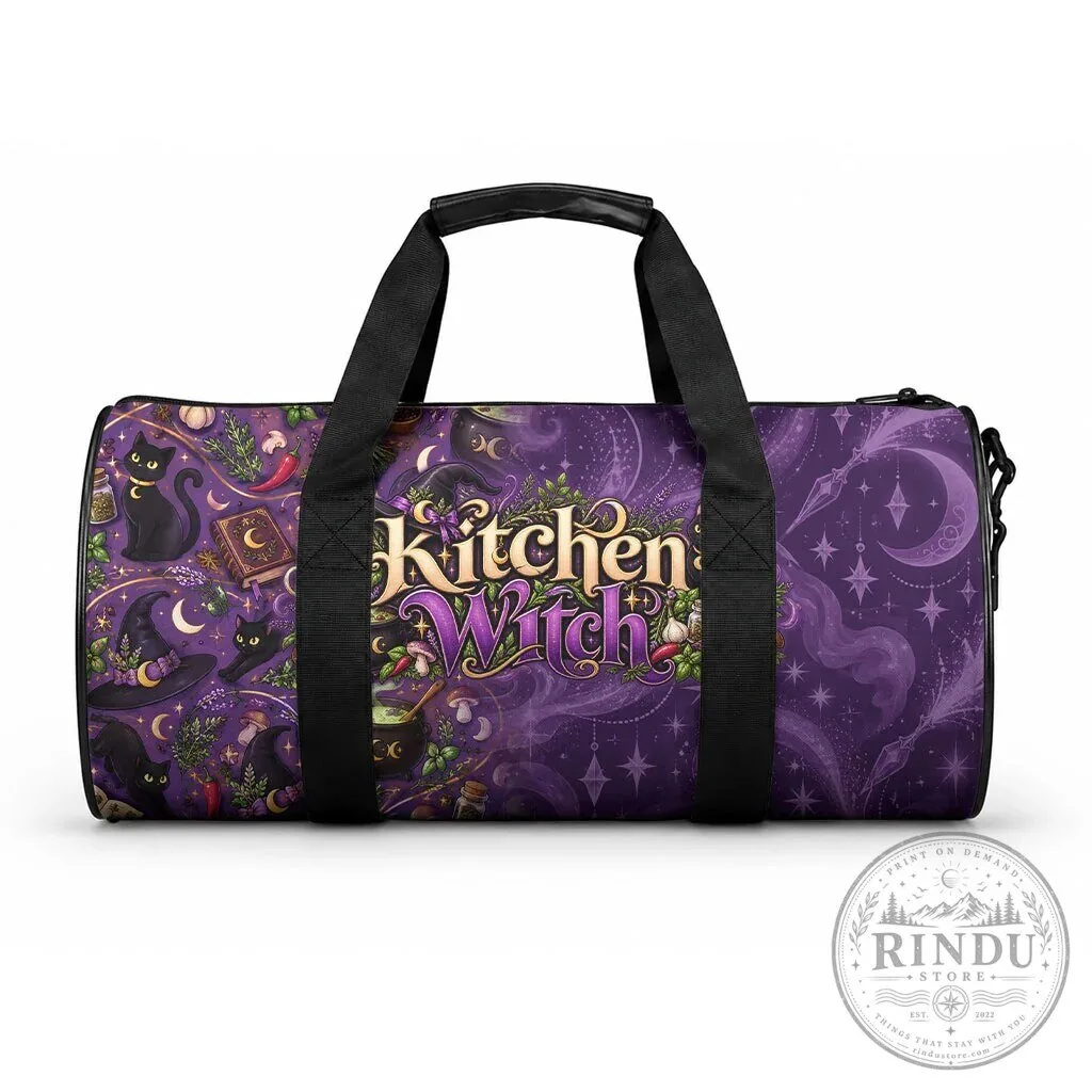 Kitchen Witch Mystical Magic Black Cat Duffle Bag 5 Kitchen Witch Mystical Magic Black Cat Duffle Bag