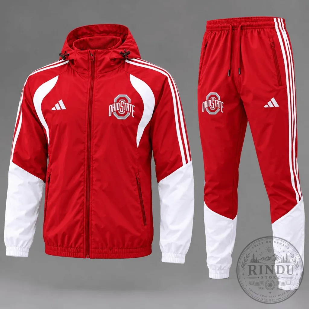Ohio State Buckeyes NCAA Game Day Red and White Varsity Stripe Hoodie Ohio State Buckeyes NCAA Game Day Red and White Varsity Stripe Hoodie