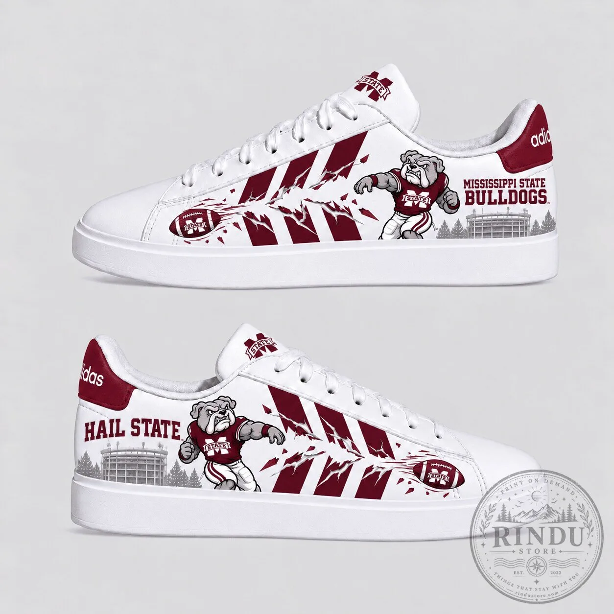 Mississippi State Bulldogs Football Team Mascot White Sneakers
