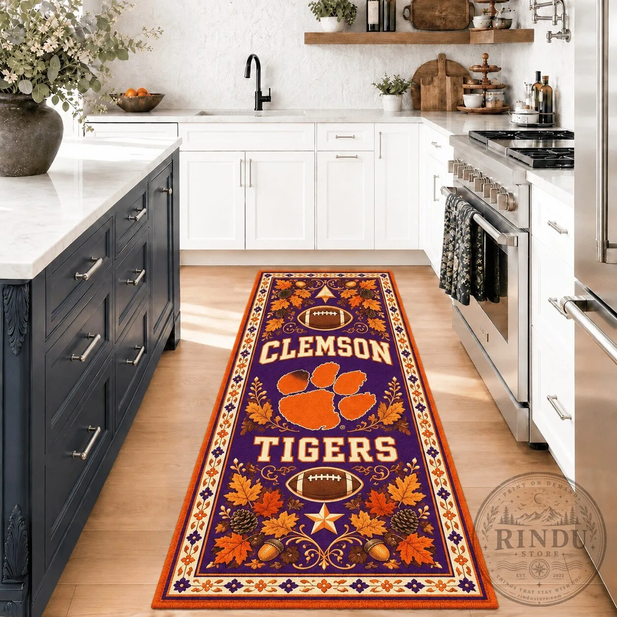 Clemson Tigers Football Team Fall Leaves Kitchen Runner Rug 2 Clemson Tigers Football Team Fall Leaves Kitchen Runner Rug