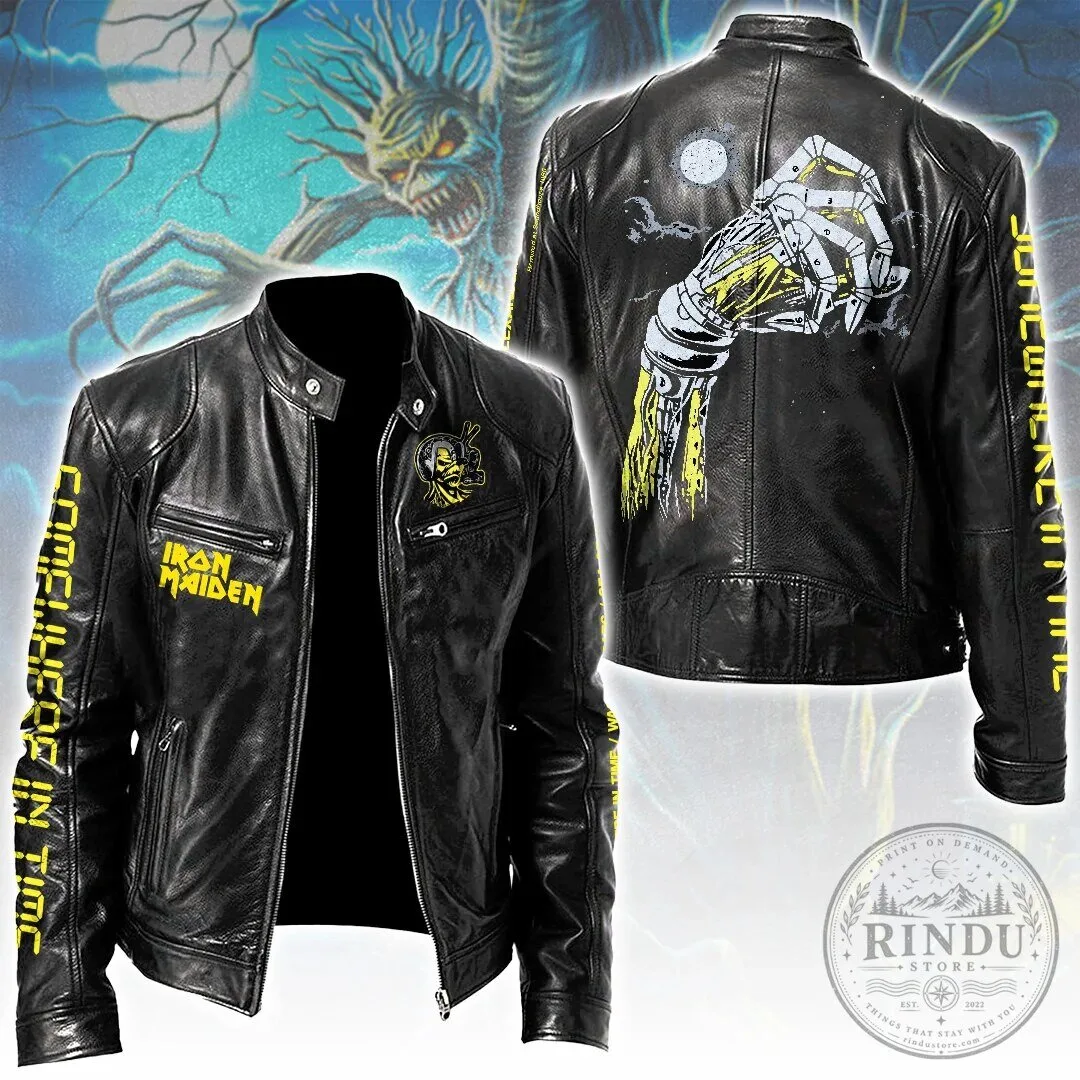 Iron Maiden Somewhere in Time Album Art Heavy Metal Band Leather Jacket