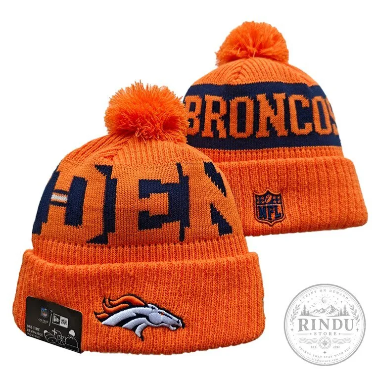 Denver Broncos NFL Football Team Orange Knit Beanie Hat with Pom Pom 2 Denver Broncos NFL Football Team Orange Knit Beanie Hat with Pom Pom