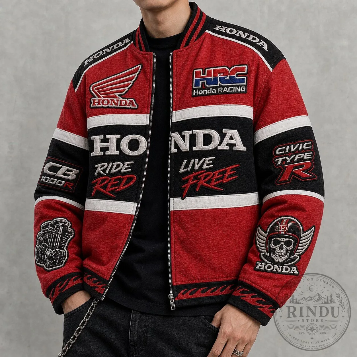 Honda Racing Vintage Motorcycle Bomber Jacket for Men and Women