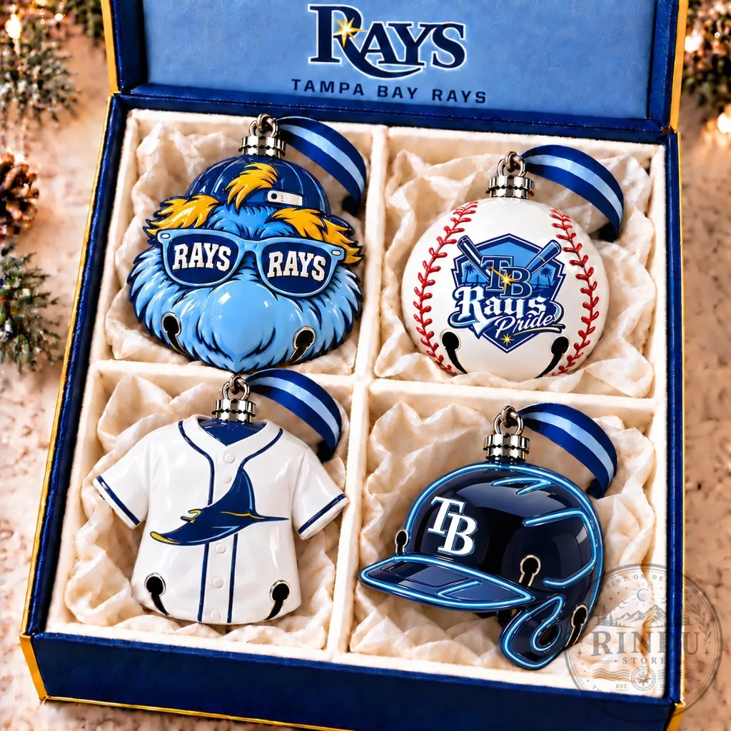 Tampa Bay Rays Baseball Team Christmas Holiday Ornament Set Tampa Bay Rays Baseball Team Christmas Holiday Ornament Set
