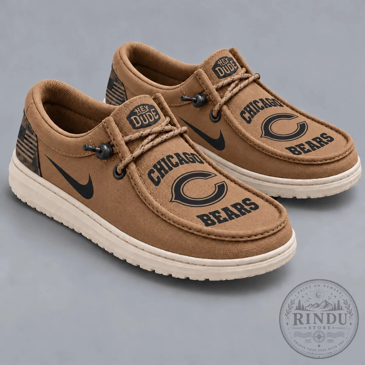 Chicago Bears NFL Team Logo Brown Loafer Shoes for Men and Women