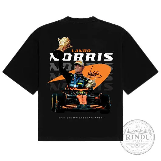 Lando Norris Formula One Racing Champion Black T-Shirt
