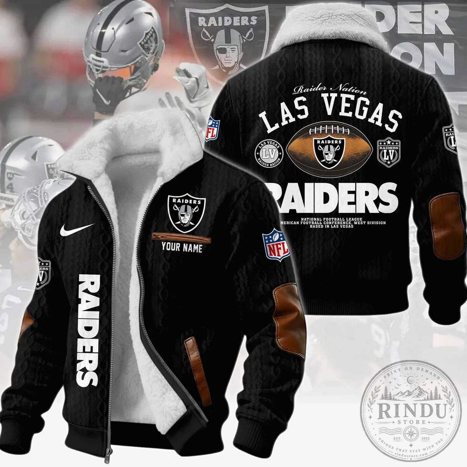 Las Vegas Raiders NFL Football Team Winter Fleece Jacket 2 Las Vegas Raiders NFL Football Team Winter Fleece Jacket