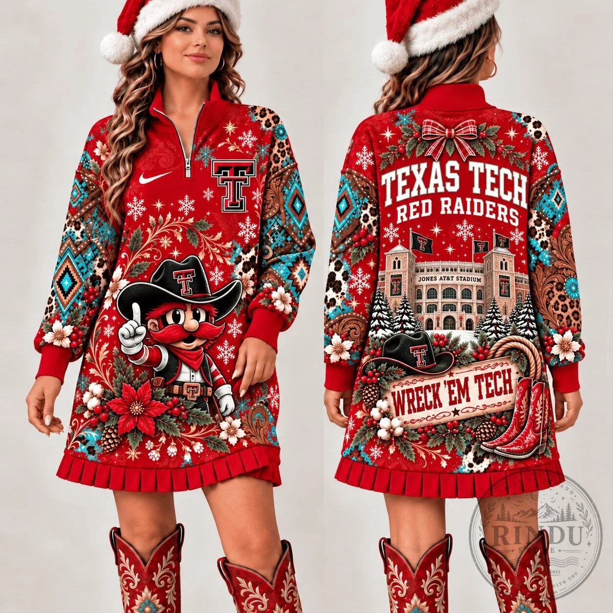 Texas Tech Red Raiders Christmas Ugly Sweater Dress 1 Texas Tech Red Raiders Christmas Ugly Sweater Dress