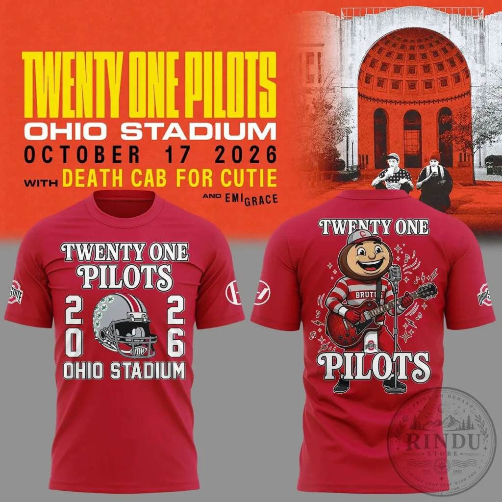 Twenty One Pilots Ohio State Football Concert Event T-Shirt Twenty One Pilots Ohio State Football Concert Event T-Shirt