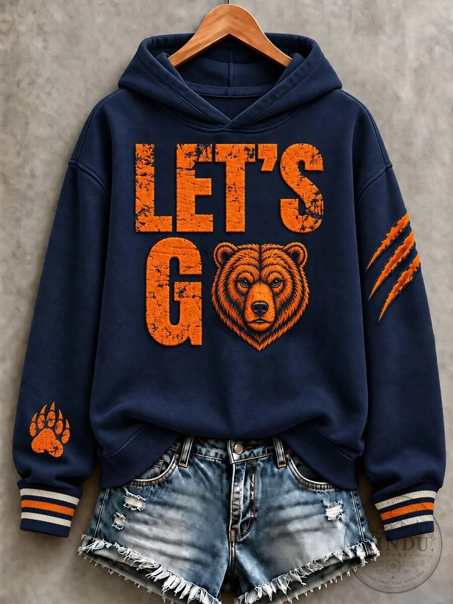 Gameday Let’s Go Bears Football Fan Hoodie for Women