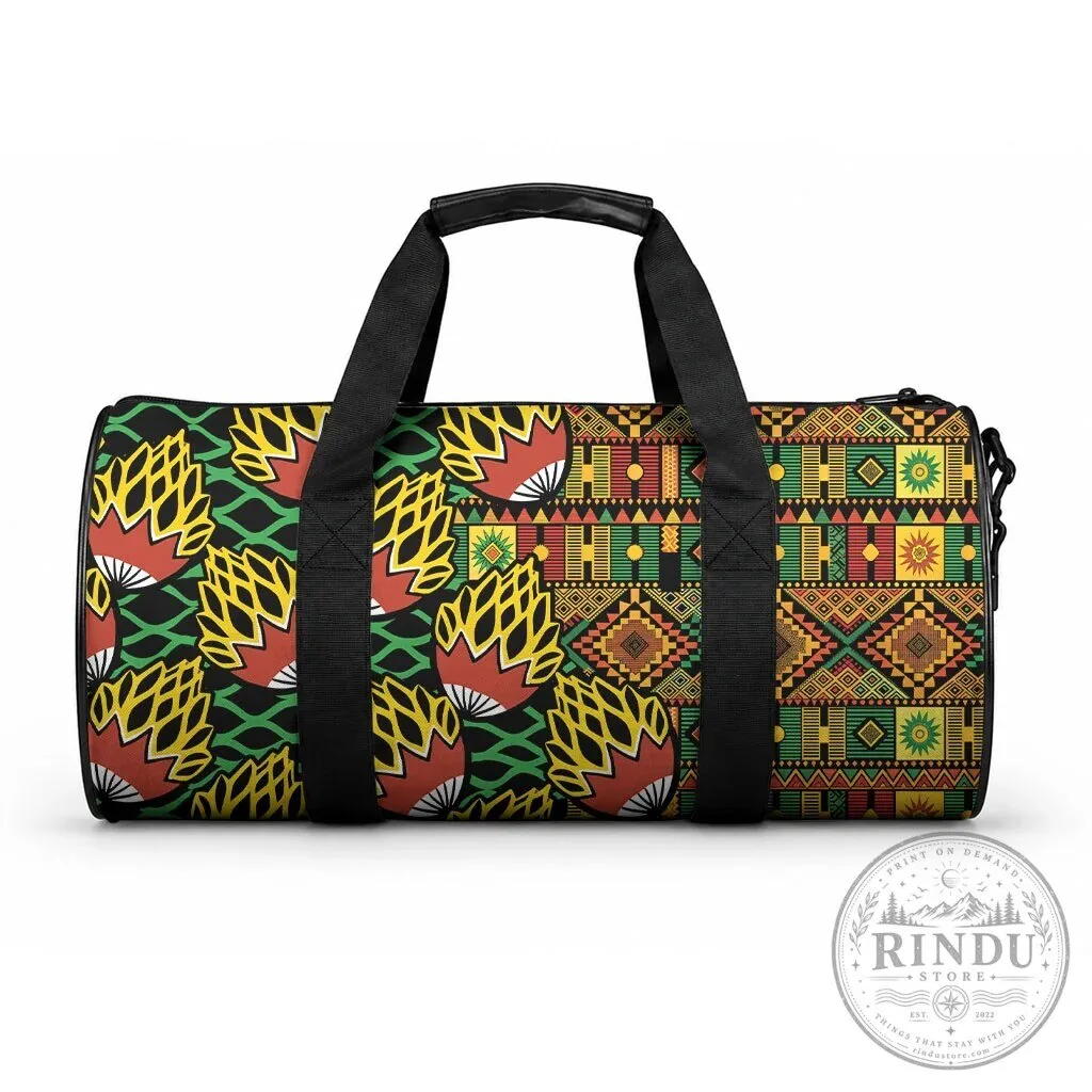 African Tribal Geometric Kanga Pattern Travel Duffle Bag 8 African Tribal Geometric Kanga Pattern Travel Duffle Bag