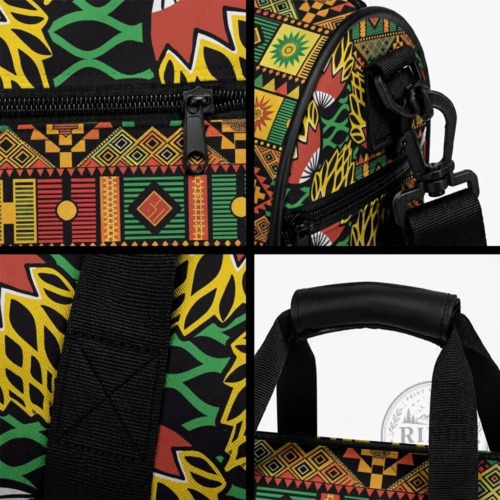 African Tribal Geometric Kanga Pattern Travel Duffle Bag 10 African Tribal Geometric Kanga Pattern Travel Duffle Bag