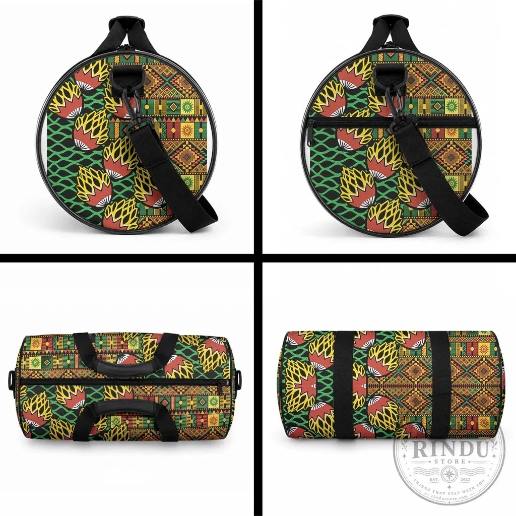 African Tribal Geometric Kanga Pattern Travel Duffle Bag 11 African Tribal Geometric Kanga Pattern Travel Duffle Bag