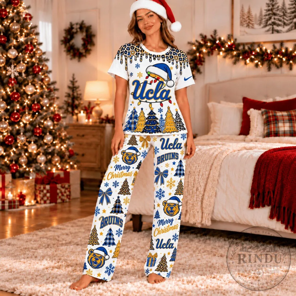 UCLA Bruins Christmas Leopard Drip Holiday Pajamas Set UCLA Bruins Christmas Leopard Drip Holiday Pajamas Set