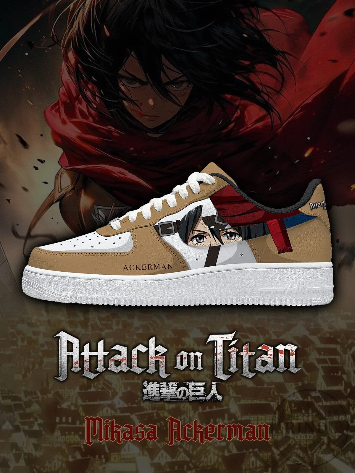 Mikasa Ackerman Attack on Titan Anime Character Custom Shoes 5 Mikasa Ackerman Attack on Titan Anime Character Custom Shoes