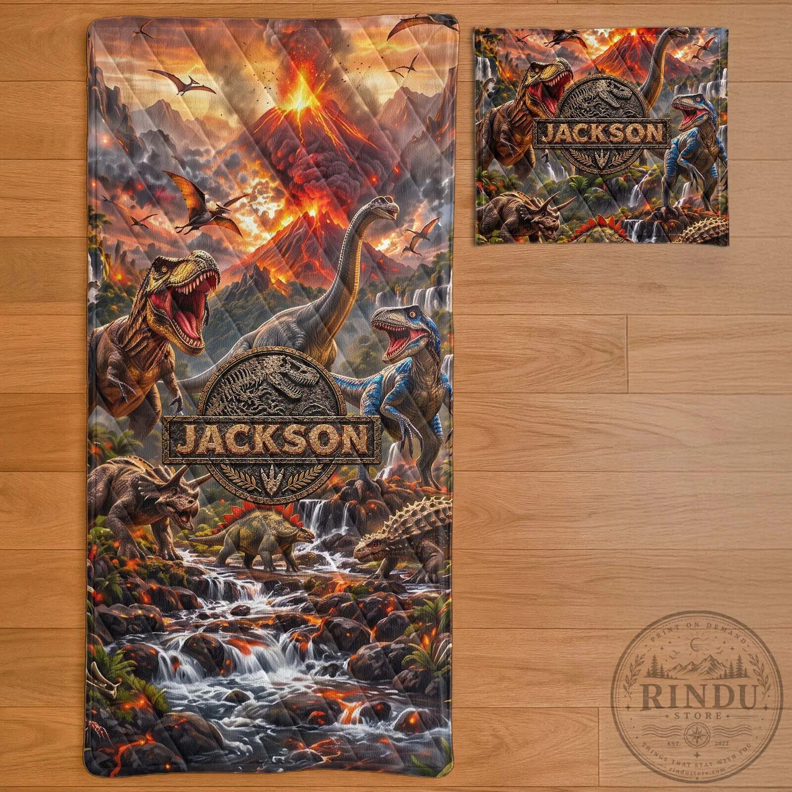 Personalized Jurassic Park Dinosaur Volcano Scene Quilted Bedding Set 19 Personalized Jurassic Park Dinosaur Volcano Scene Quilted Bedding Set
