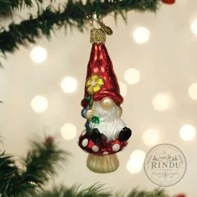 Sparkling Red Mushroom Gnome Christmas Tree Hanging Ornament 6 Sparkling Red Mushroom Gnome Christmas Tree Hanging Ornament