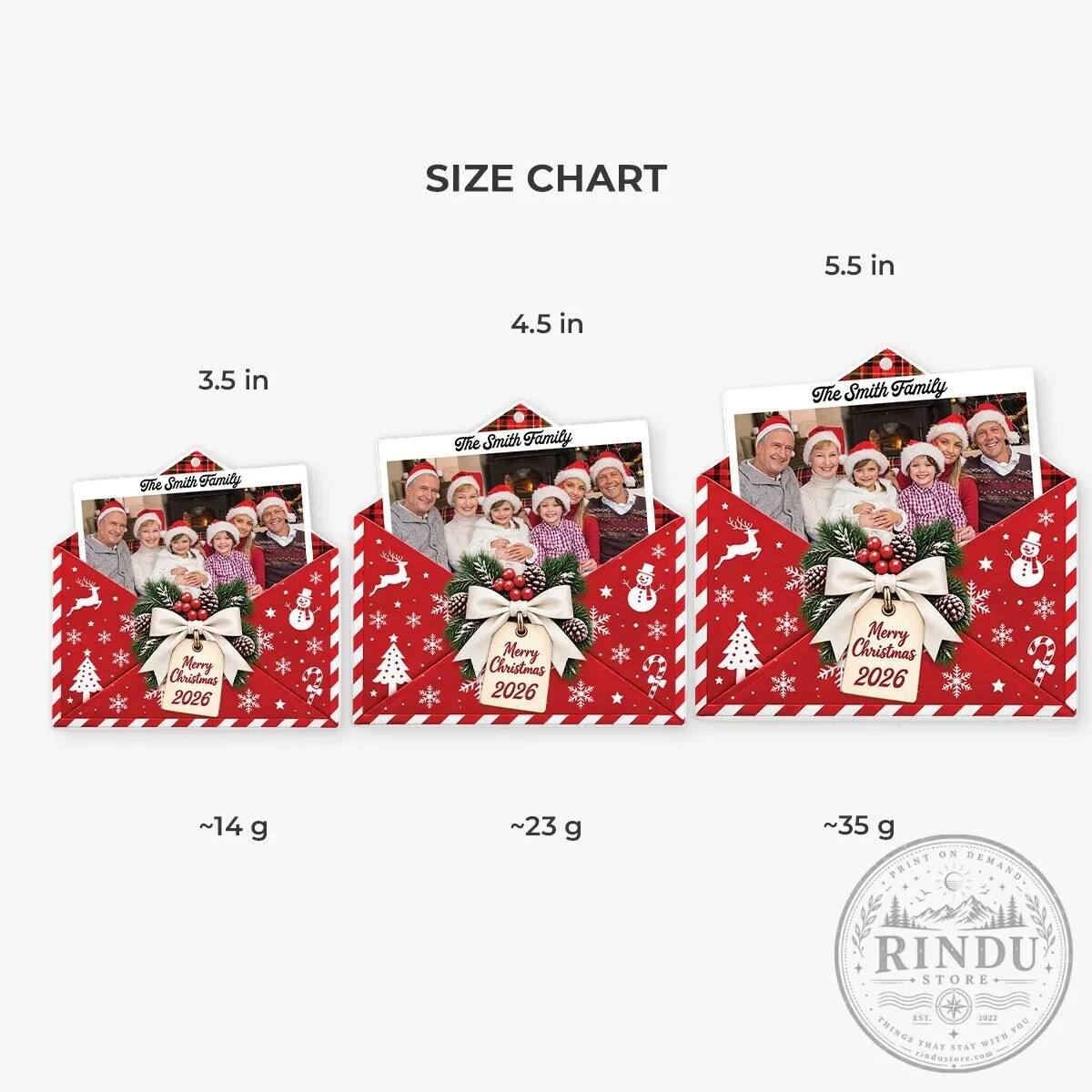 Personalized Family Photo Christmas Envelope Hanging Tree Ornament 11 Personalized Family Photo Christmas Envelope Hanging Tree Ornament