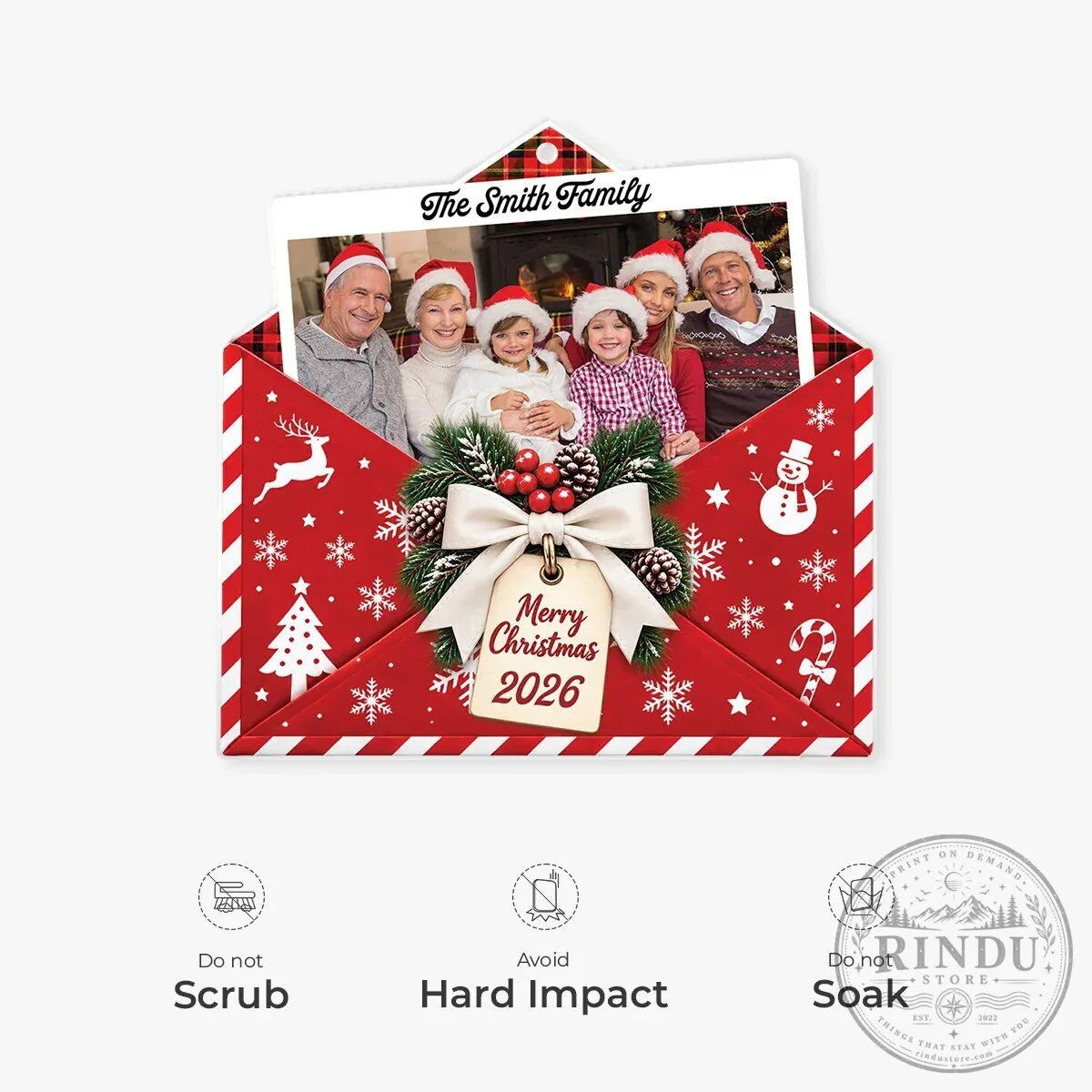 Personalized Family Photo Christmas Envelope Hanging Tree Ornament 12 Personalized Family Photo Christmas Envelope Hanging Tree Ornament