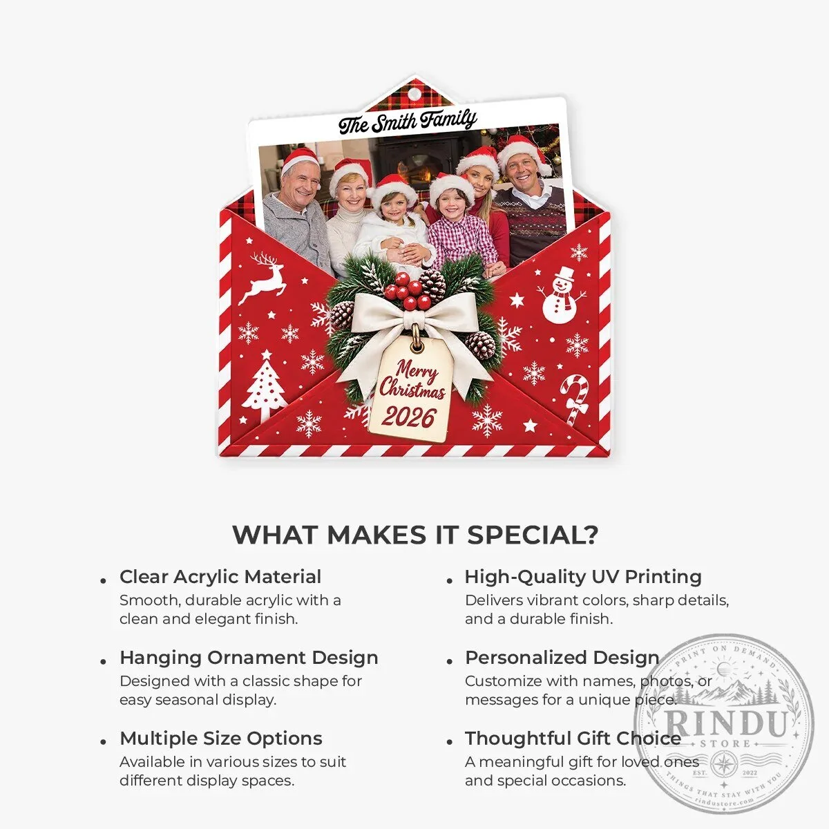 Personalized Family Photo Christmas Envelope Hanging Tree Ornament 13 Personalized Family Photo Christmas Envelope Hanging Tree Ornament