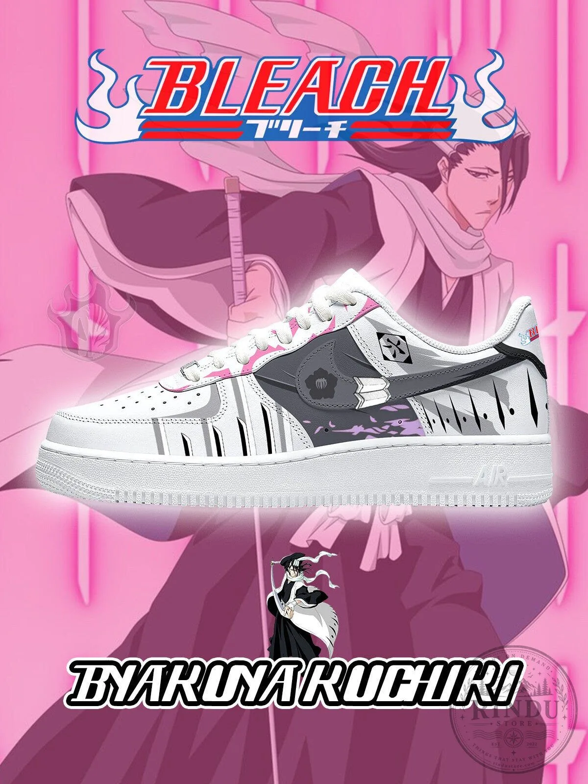 Bleach Byakuya Kuchiki Anime Manga Character White Custom Sneakers 3 Bleach Byakuya Kuchiki Anime Manga Character White Custom Sneakers