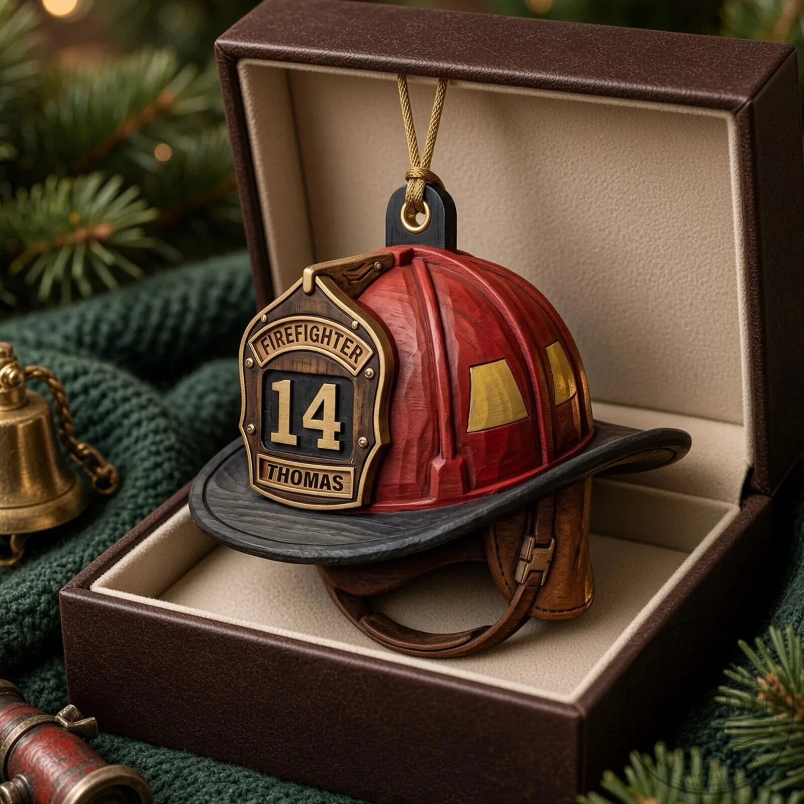 Personalized Firefighter Helmet Christmas Ornament - Custom Name & Number Gift 10 Personalized Firefighter Helmet Christmas Ornament - Custom Name & Number Gift