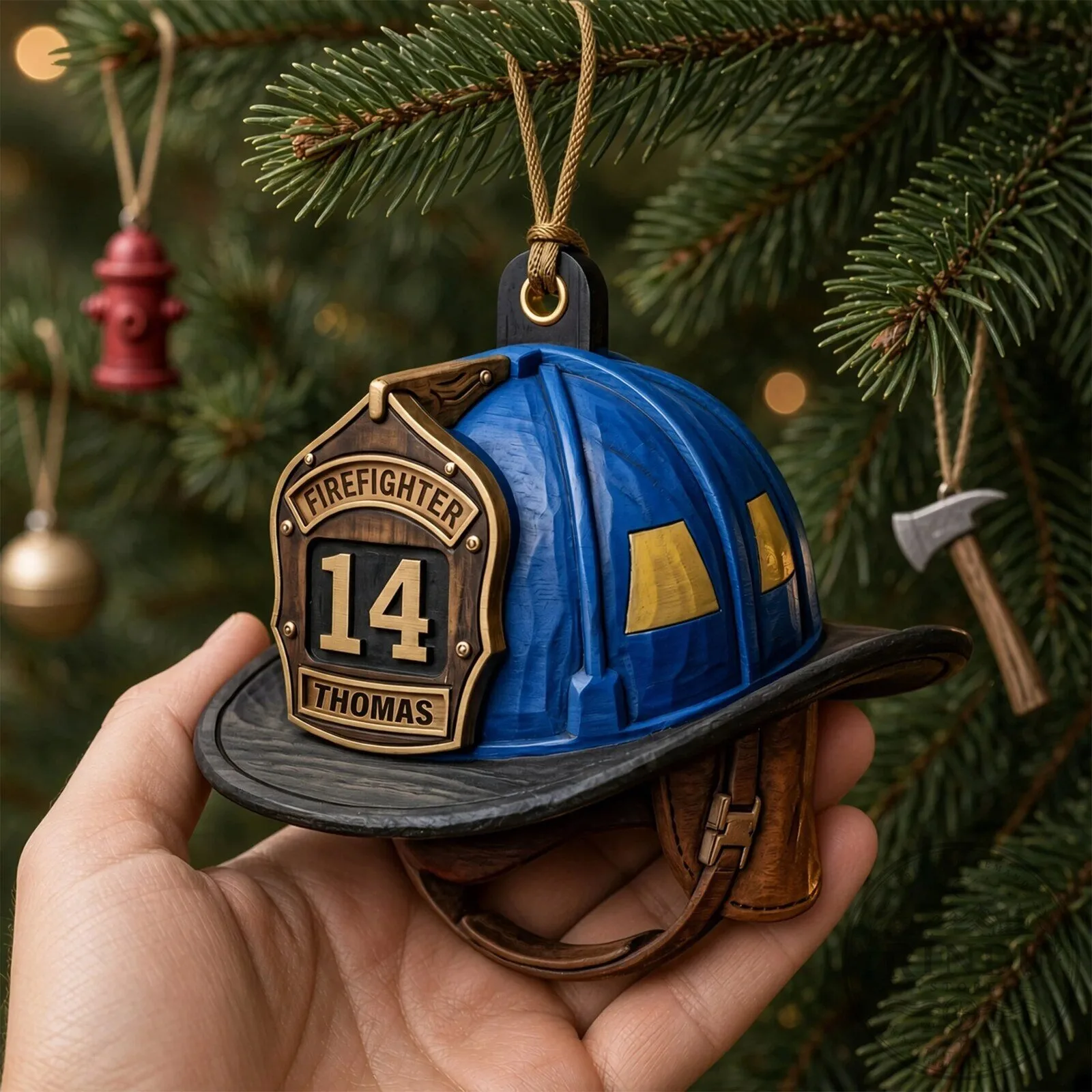 Personalized Firefighter Helmet Christmas Ornament - Custom Name & Number Gift 11 Personalized Firefighter Helmet Christmas Ornament - Custom Name & Number Gift
