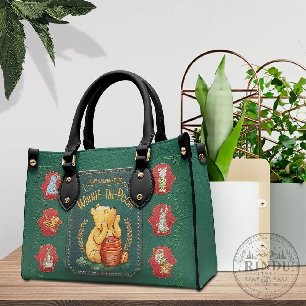 Winnie The Pooh 100th Anniversary Disney Characters Green Leather Handbag