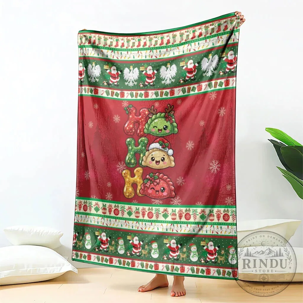 Poland Christmas Ho Ho Ho Squishy Pierogi Holiday Fleece Blanket 9 Poland Christmas Ho Ho Ho Squishy Pierogi Holiday Fleece Blanket