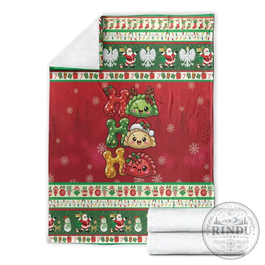 Poland Christmas Ho Ho Ho Squishy Pierogi Holiday Fleece Blanket 13 Poland Christmas Ho Ho Ho Squishy Pierogi Holiday Fleece Blanket