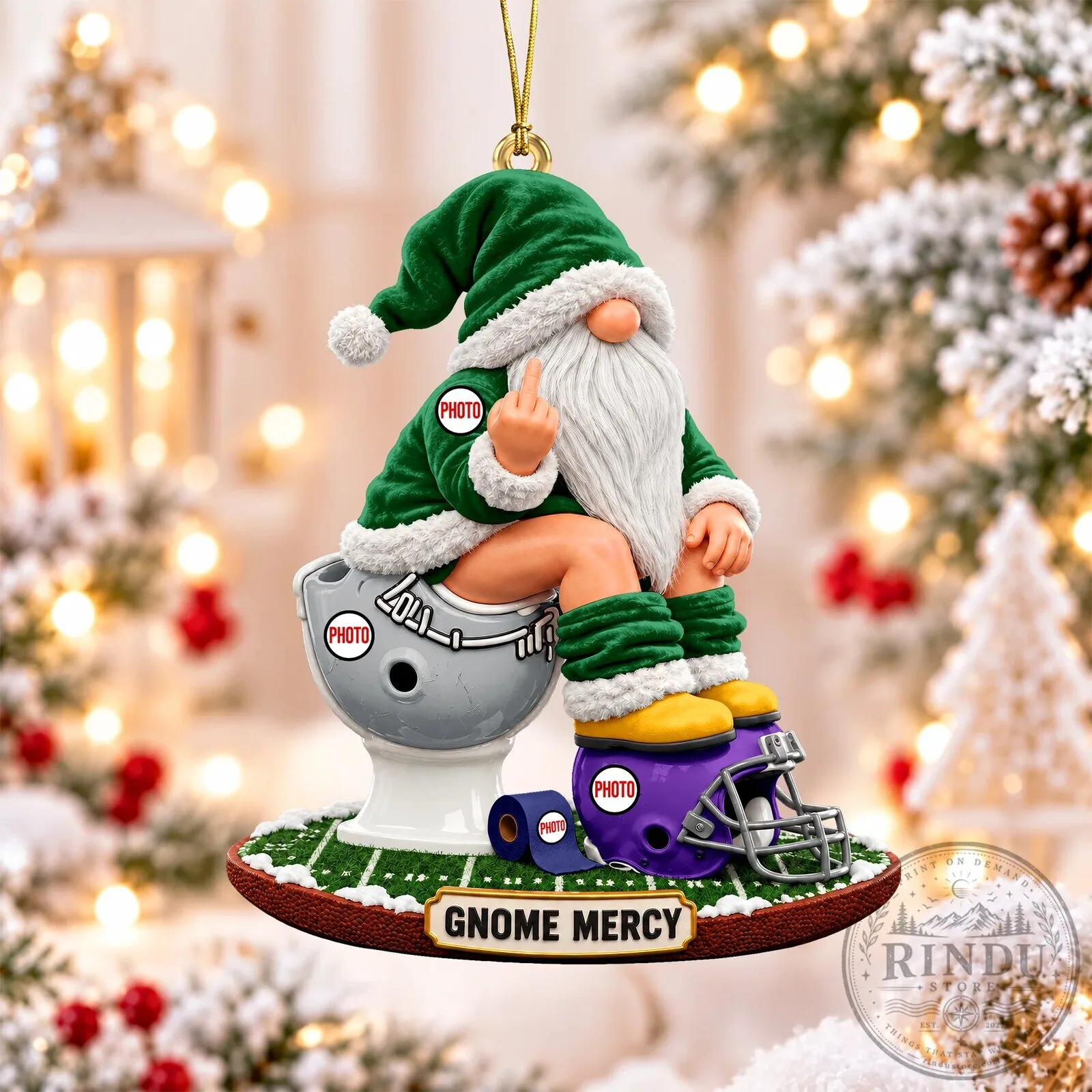 Personalized Football Gnome Sitting on Toilet Christmas Tree Ornament 9 Personalized Football Gnome Sitting on Toilet Christmas Tree Ornament
