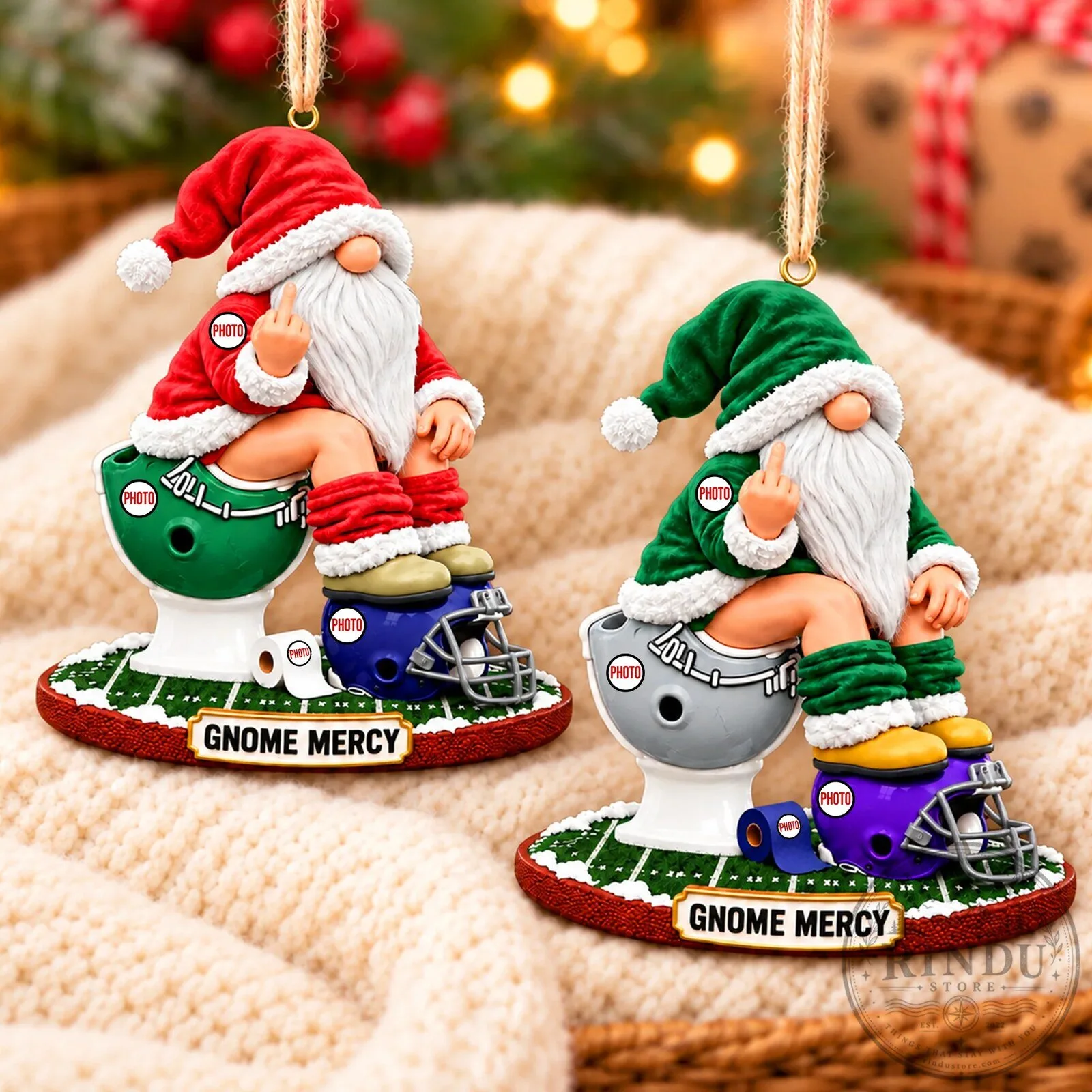 Personalized Football Gnome Sitting on Toilet Christmas Tree Ornament 11 Personalized Football Gnome Sitting on Toilet Christmas Tree Ornament