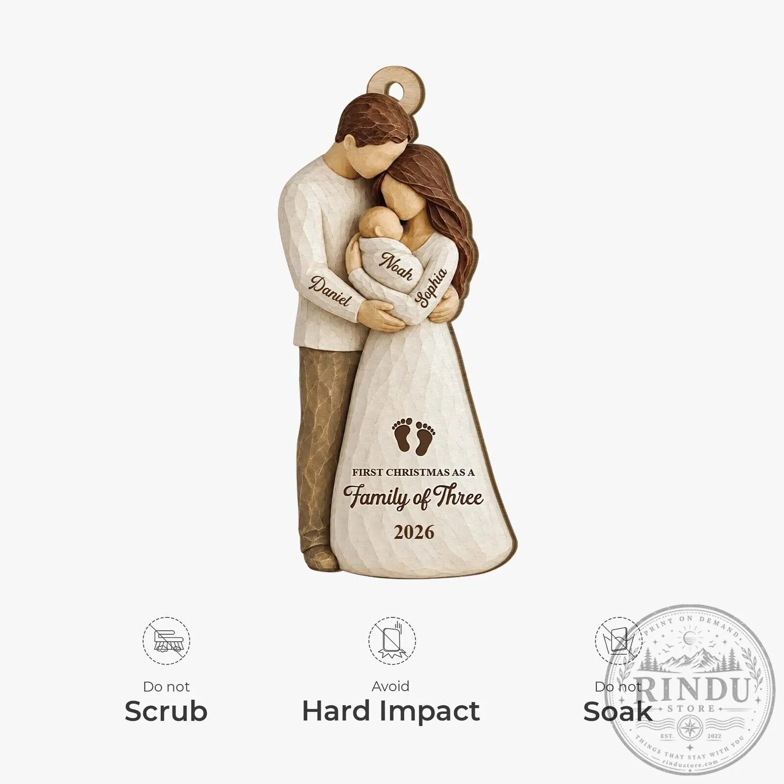 First Christmas As A Family Of Three Personalized Wood Christmas Ornament 12 First Christmas As A Family Of Three Personalized Wood Christmas Ornament