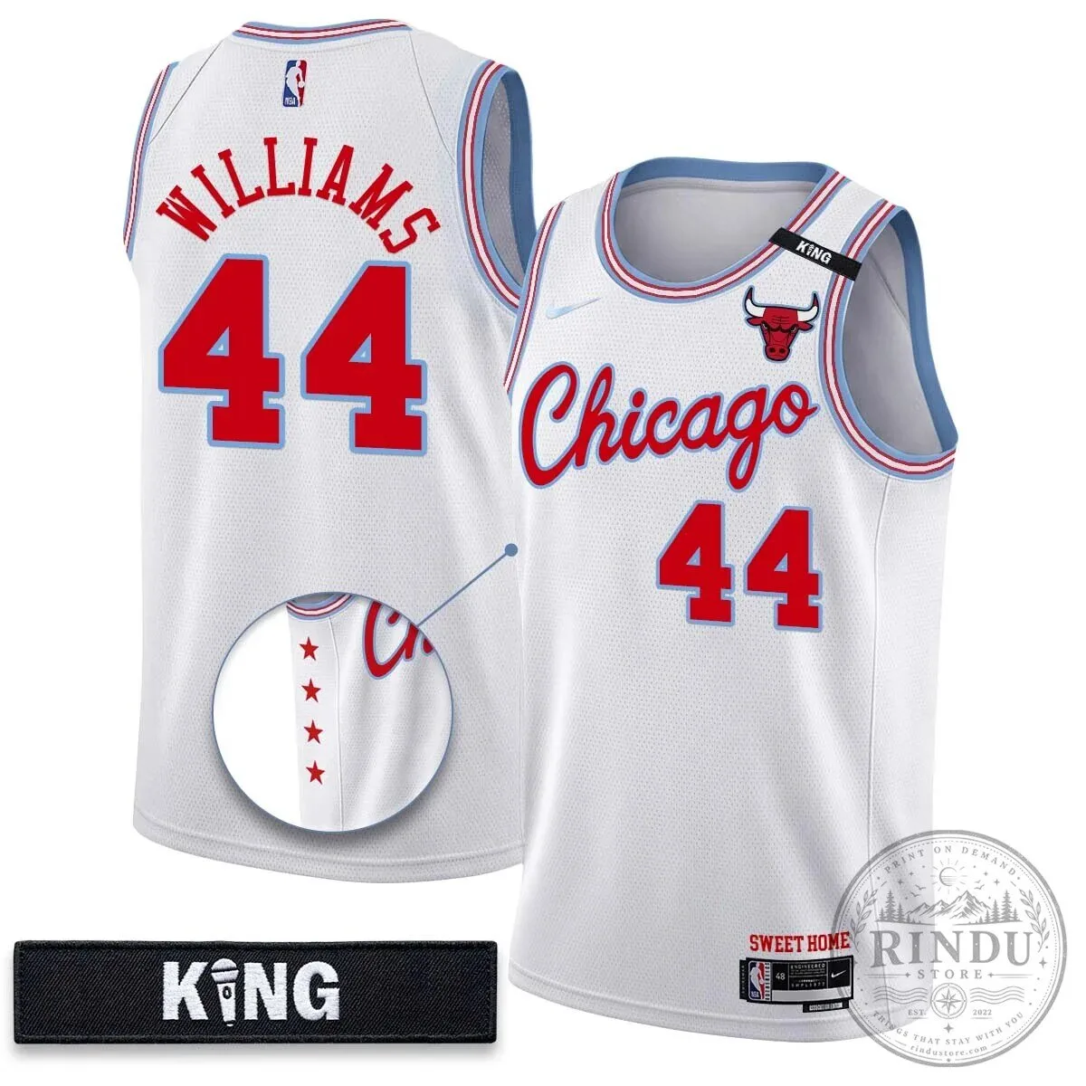 Chicago Bulls Derrick Jones Junior White 10 Year Anniversary Basketball Jersey 21 Chicago Bulls Derrick Jones Junior White 10 Year Anniversary Basketball Jersey