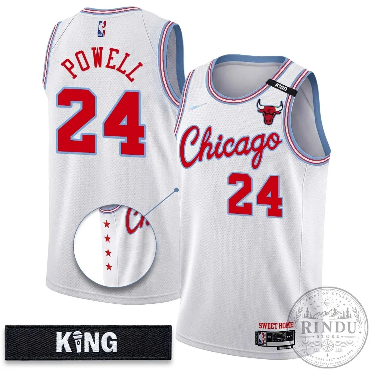 Chicago Bulls Derrick Jones Junior White 10 Year Anniversary Basketball Jersey 22 Chicago Bulls Derrick Jones Junior White 10 Year Anniversary Basketball Jersey