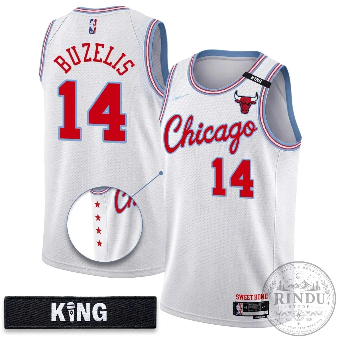 Chicago Bulls Derrick Jones Junior White 10 Year Anniversary Basketball Jersey 24 Chicago Bulls Derrick Jones Junior White 10 Year Anniversary Basketball Jersey