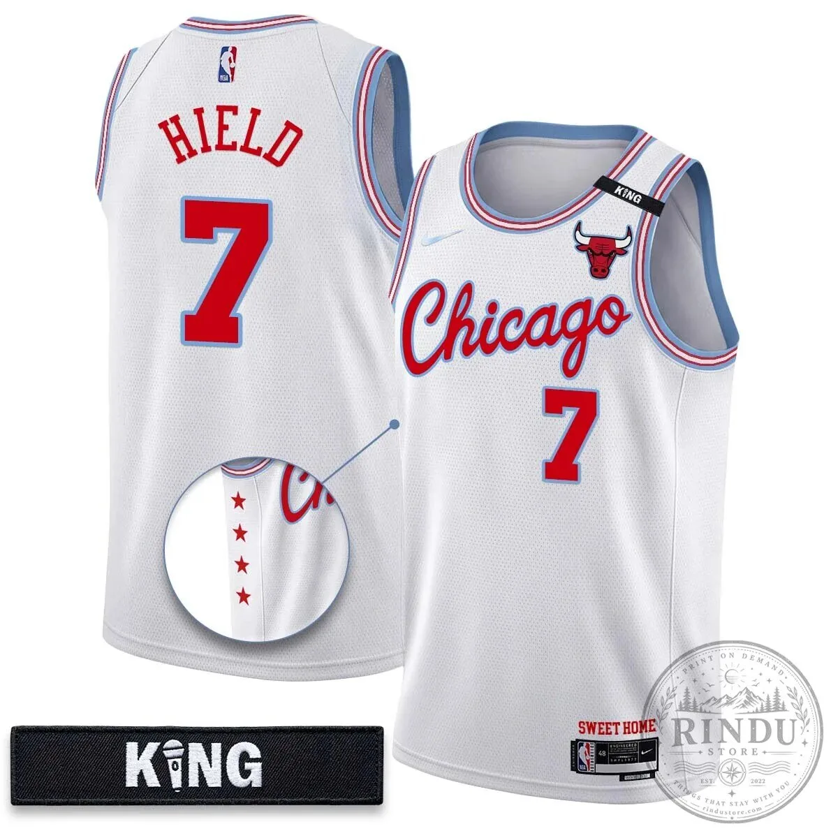 Chicago Bulls Derrick Jones Junior White 10 Year Anniversary Basketball Jersey 25 Chicago Bulls Derrick Jones Junior White 10 Year Anniversary Basketball Jersey