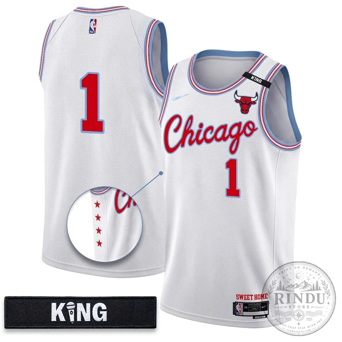 Chicago Bulls Derrick Jones Junior White 10 Year Anniversary Basketball Jersey 26 Chicago Bulls Derrick Jones Junior White 10 Year Anniversary Basketball Jersey