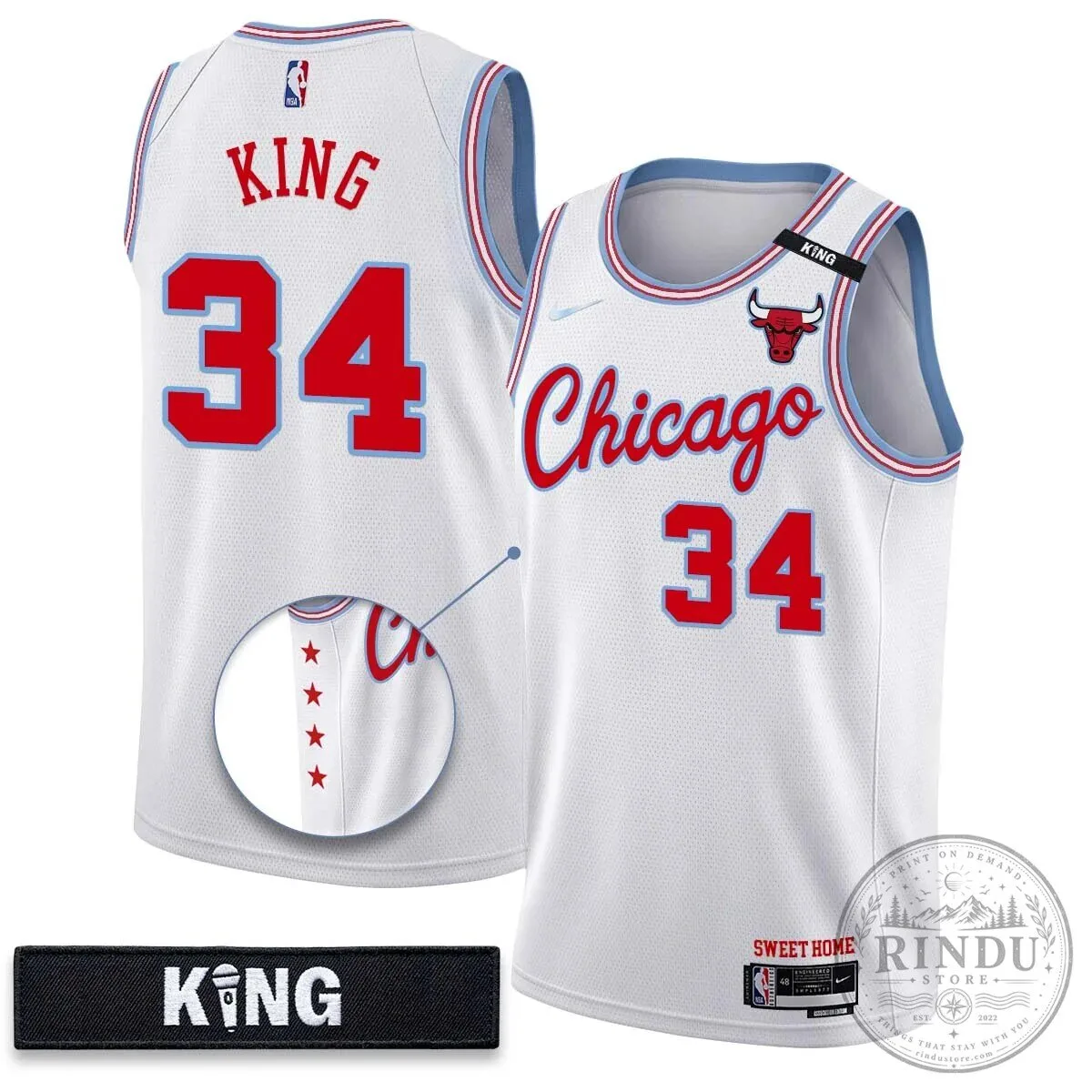 Chicago Bulls Derrick Jones Junior White 10 Year Anniversary Basketball Jersey 28 Chicago Bulls Derrick Jones Junior White 10 Year Anniversary Basketball Jersey