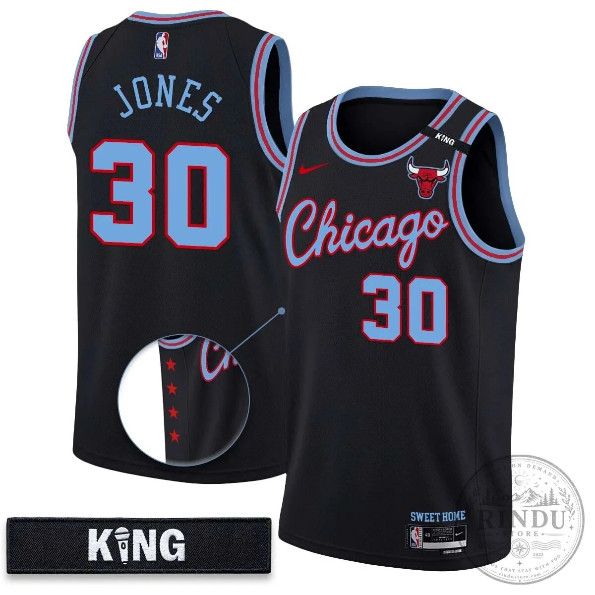 Chicago Bulls Derrick Jones Junior White 10 Year Anniversary Basketball Jersey 29 Chicago Bulls Derrick Jones Junior White 10 Year Anniversary Basketball Jersey