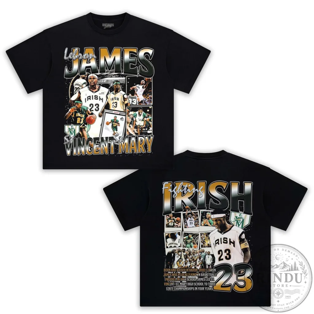 LeBron James St. Vincent-St. Mary High School Basketball Black T-Shirt LeBron James St. Vincent-St. Mary High School Basketball Black T-Shirt