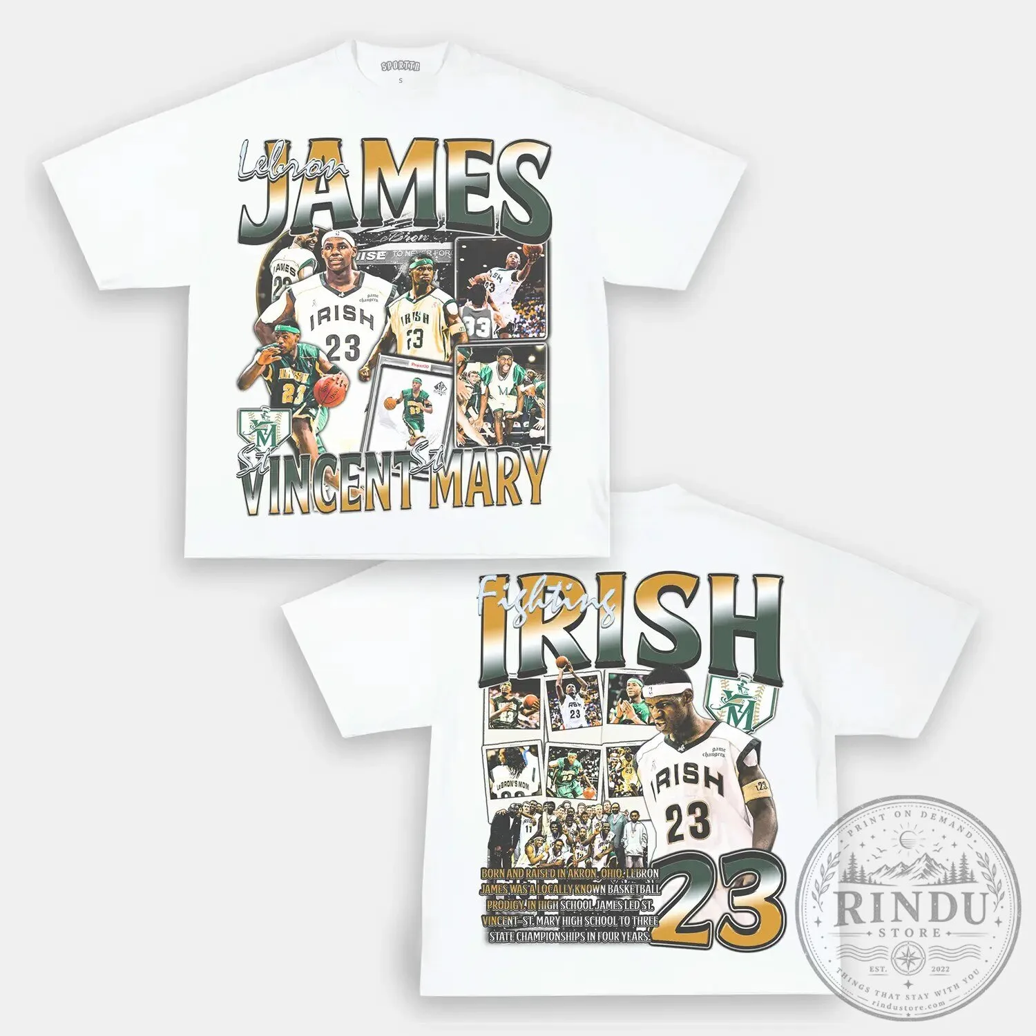 LeBron James St. Vincent-St. Mary High School Basketball Black T-Shirt 12 LeBron James St. Vincent-St. Mary High School Basketball Black T-Shirt