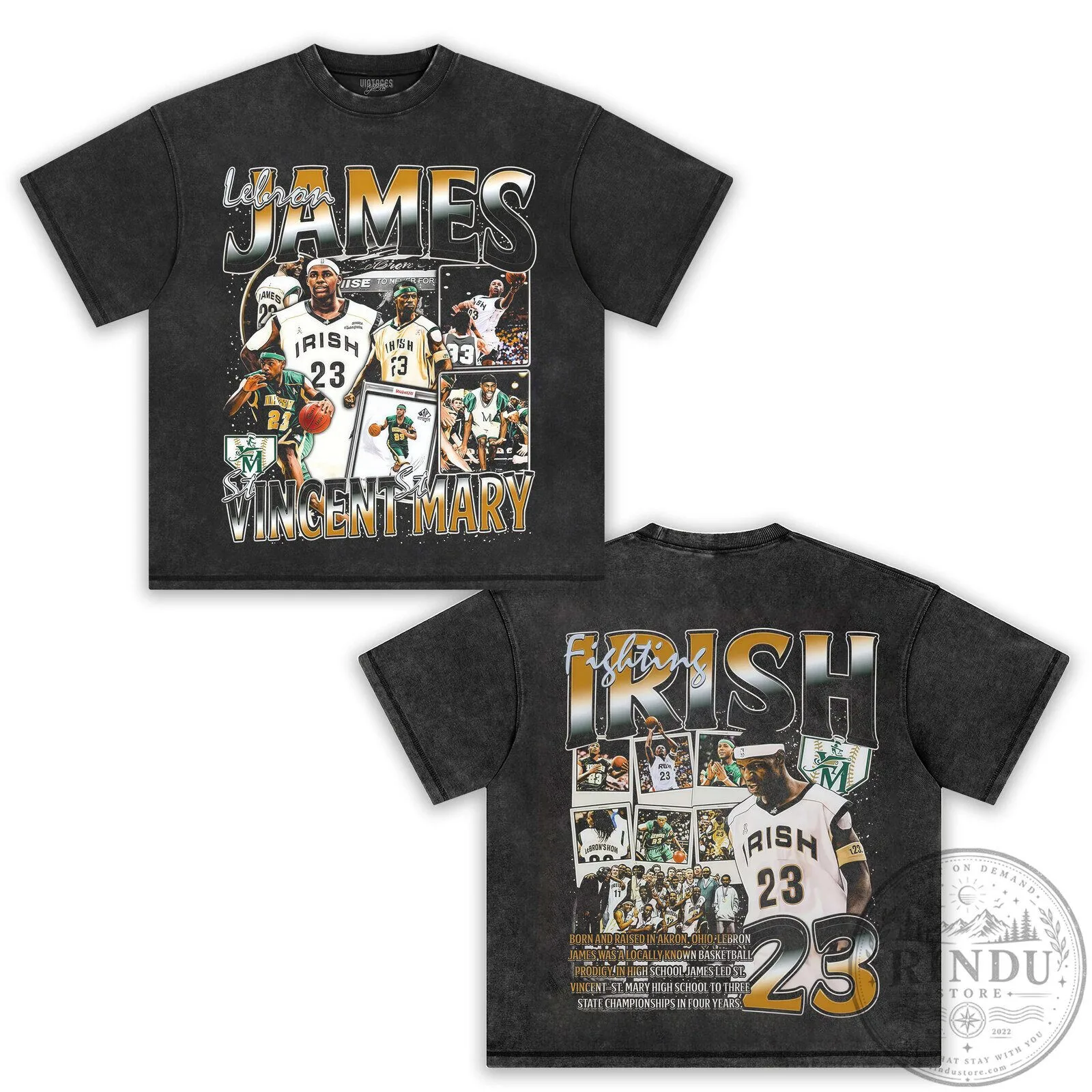 LeBron James St. Vincent-St. Mary High School Basketball Black T-Shirt 17 LeBron James St. Vincent-St. Mary High School Basketball Black T-Shirt